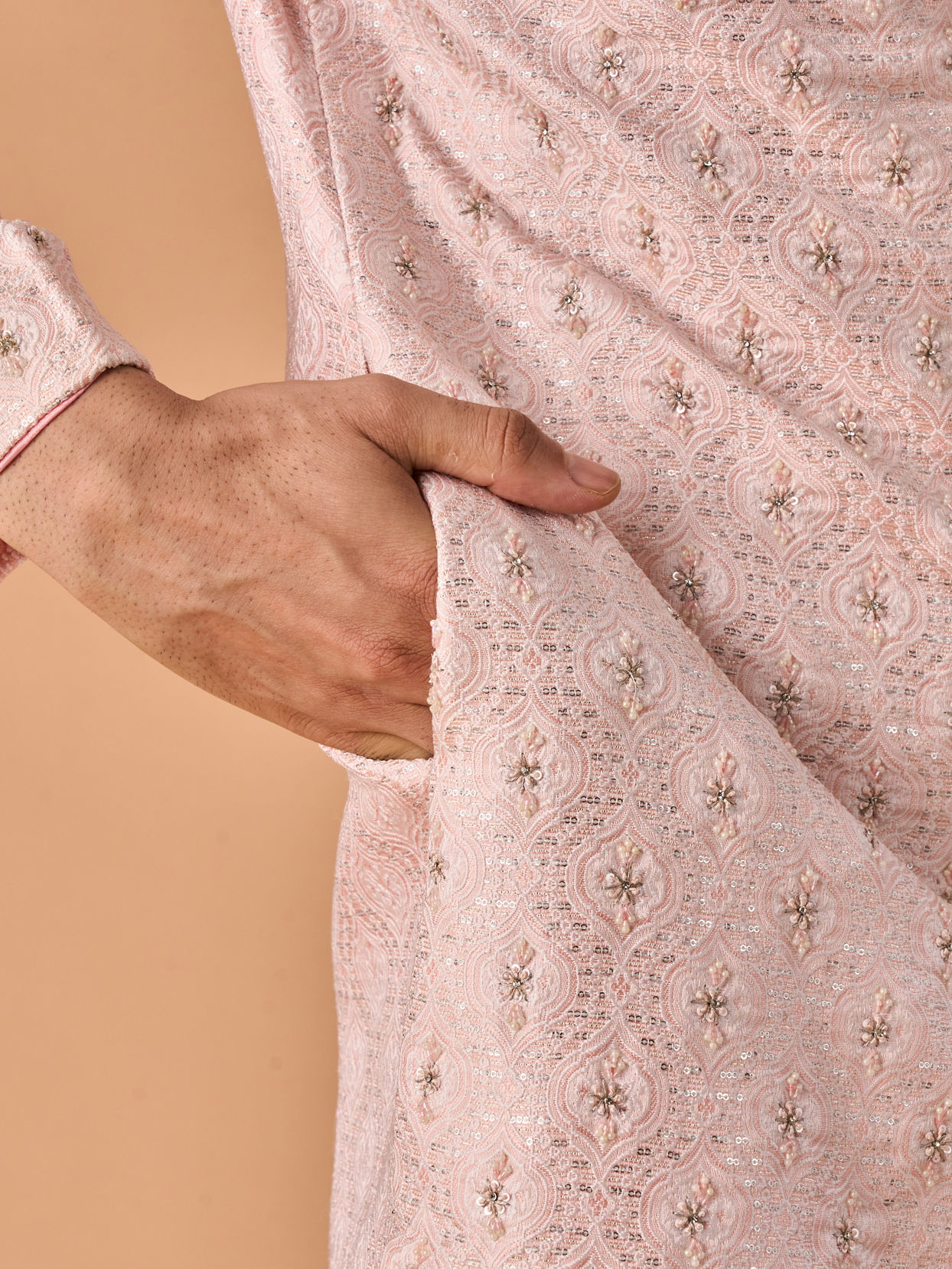 Manyavar Men Resplendent Peach Sherwani
