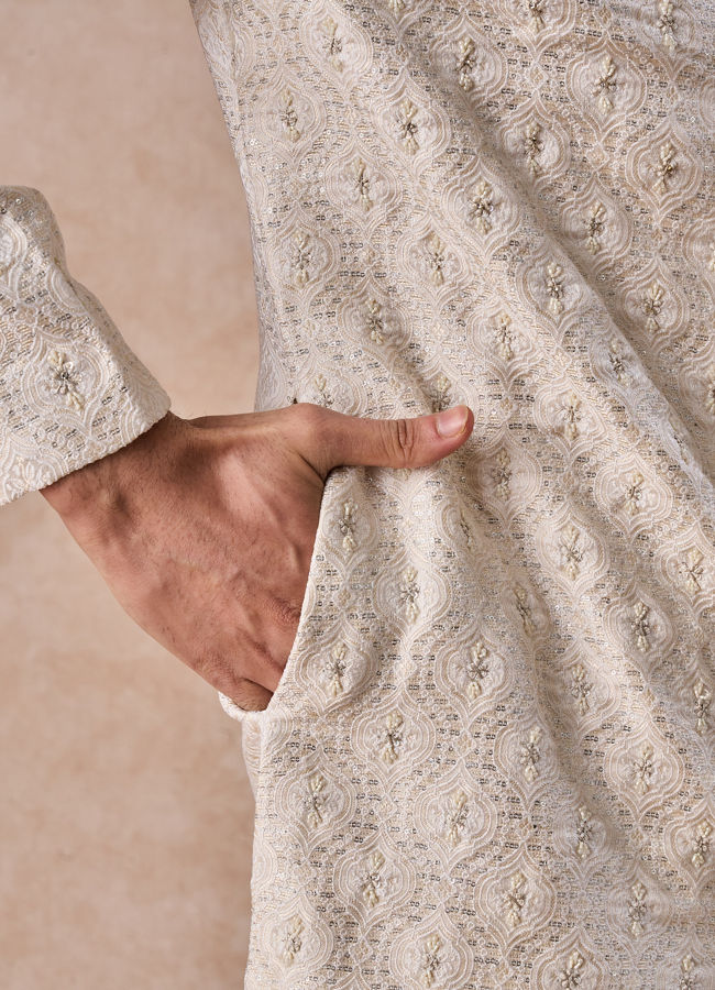 Manyavar Men Warm White Elegance Sherwani