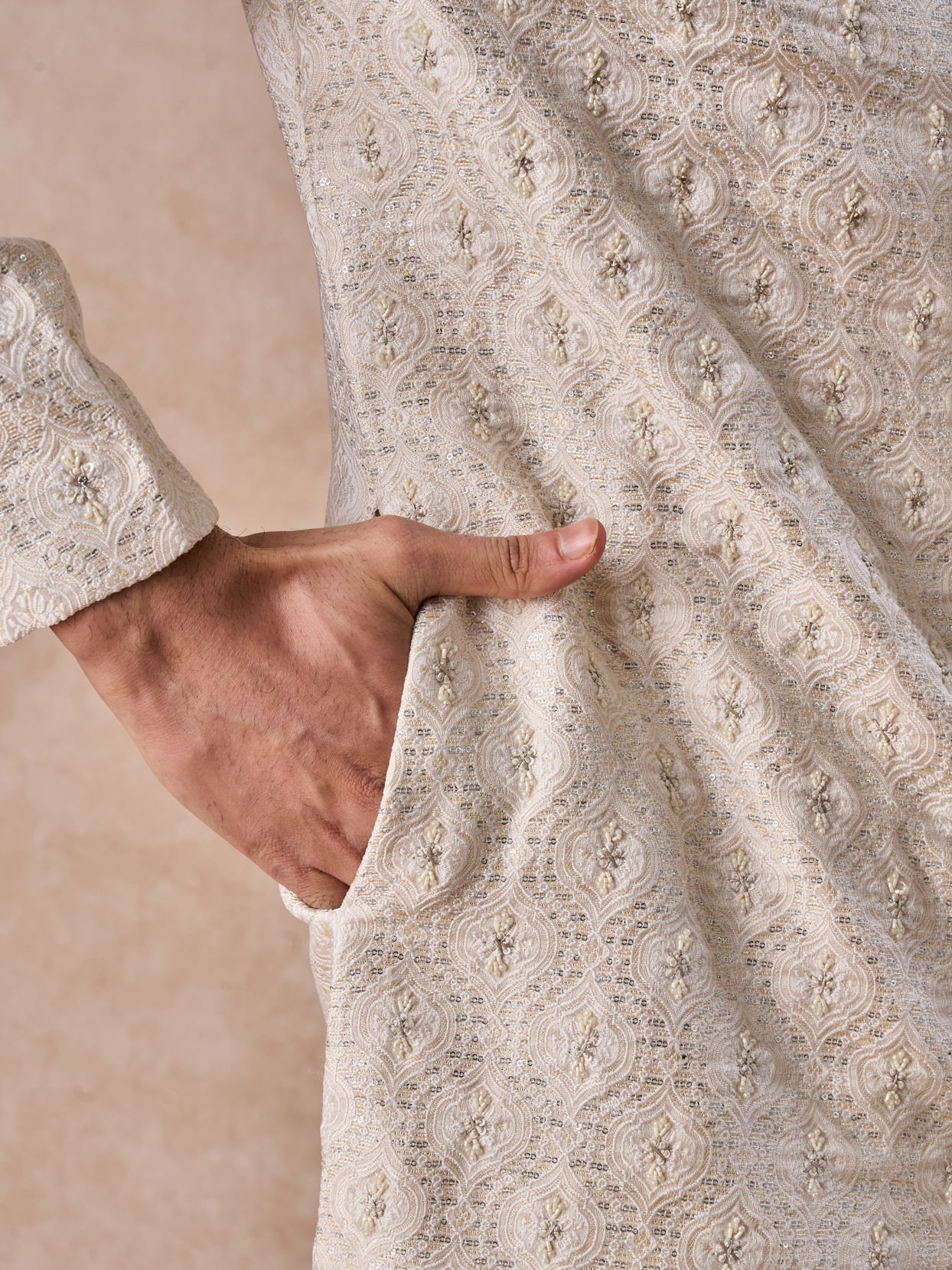 Manyavar Men Warm White Elegance Sherwani