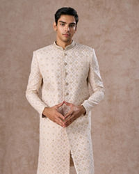 Manyavar Men Regal Cream Brocade Sherwani