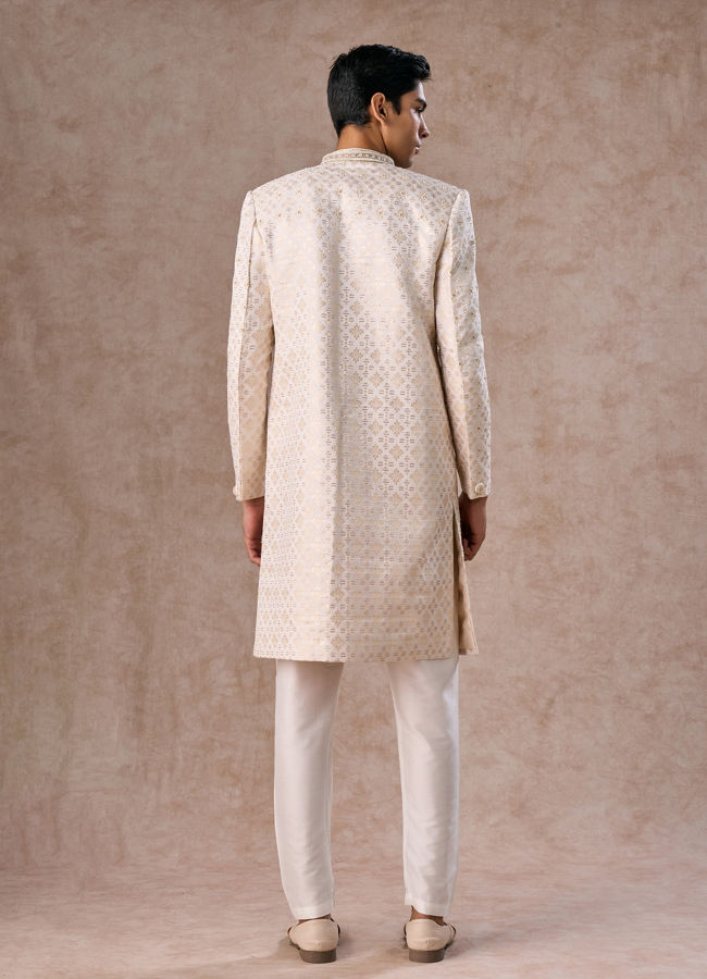 Manyavar Men Regal Cream Brocade Sherwani