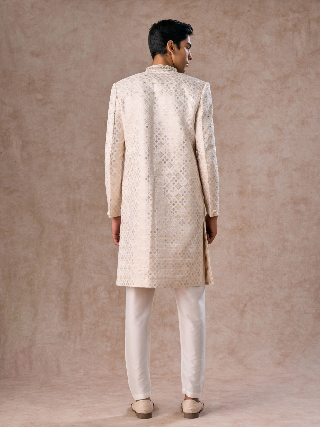 Manyavar Men Regal Cream Brocade Sherwani