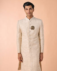 Manyavar Men Elegant Cream Fantasy Sherwani
