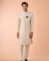 Manyavar Men Elegant Cream Fantasy Sherwani