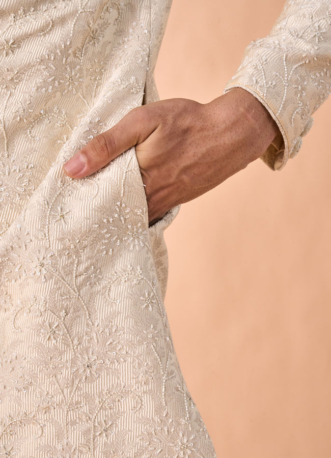 Manyavar Men Elegant Cream Fantasy Sherwani