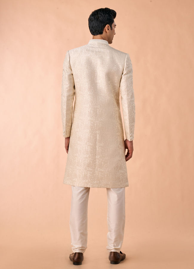 Manyavar Men Elegant Cream Fantasy Sherwani