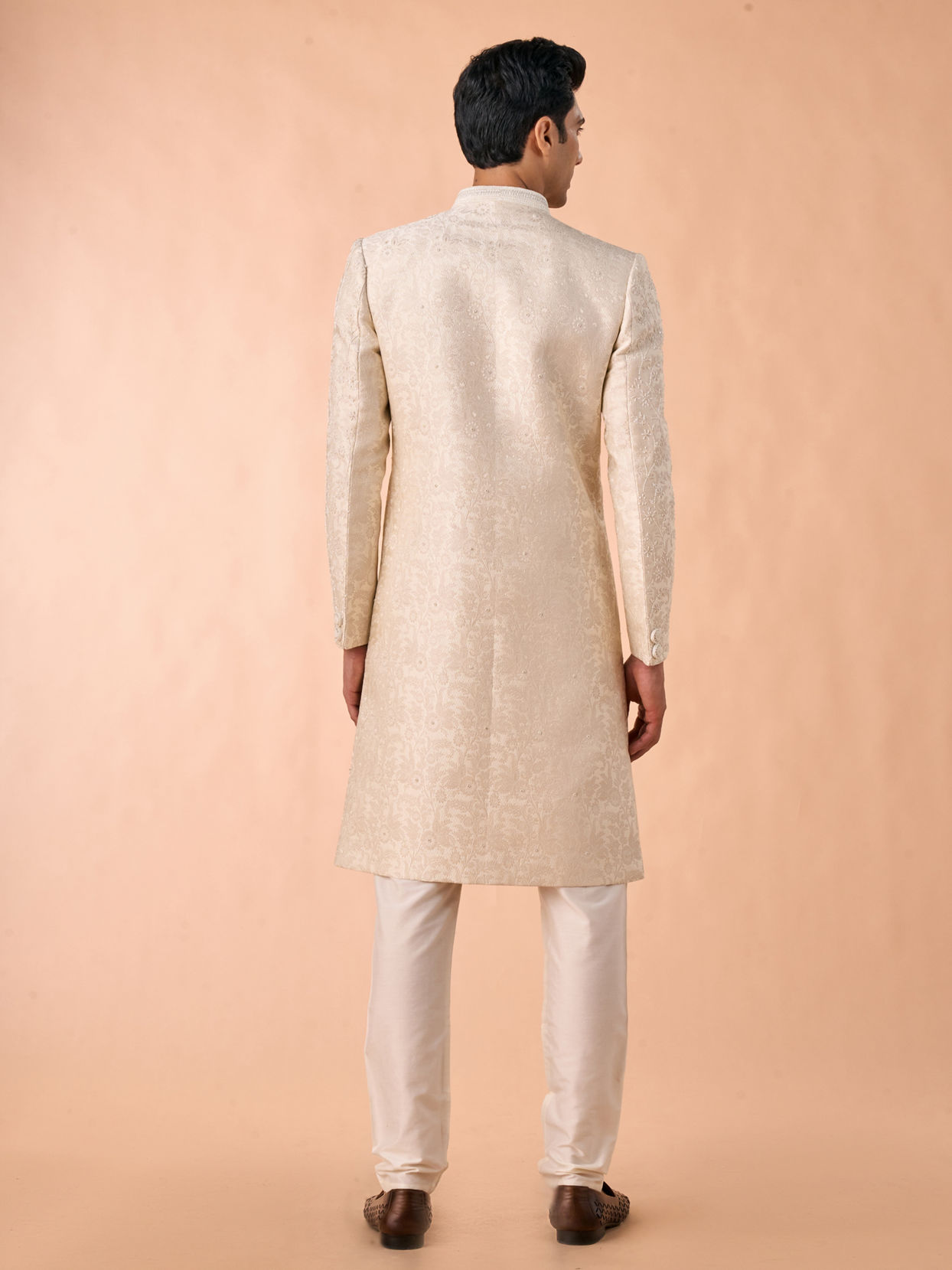 Manyavar Men Elegant Cream Fantasy Sherwani