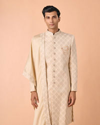 Manyavar Men Regal Beige Sherwani Ensemble
