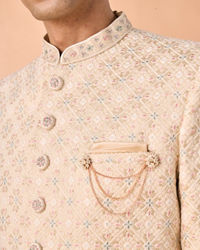 Manyavar Men Regal Beige Sherwani Ensemble