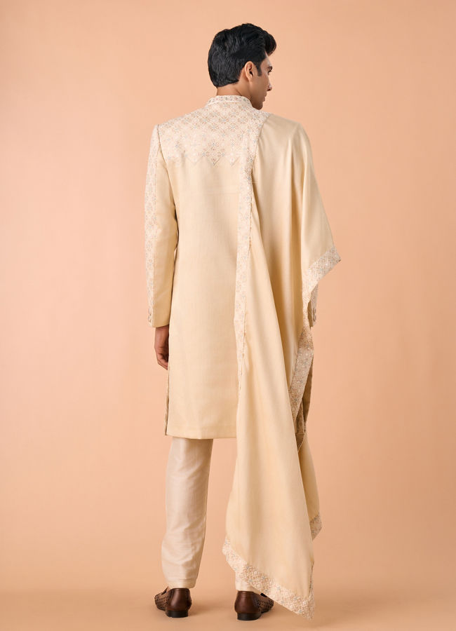 Manyavar Men Regal Beige Sherwani Ensemble