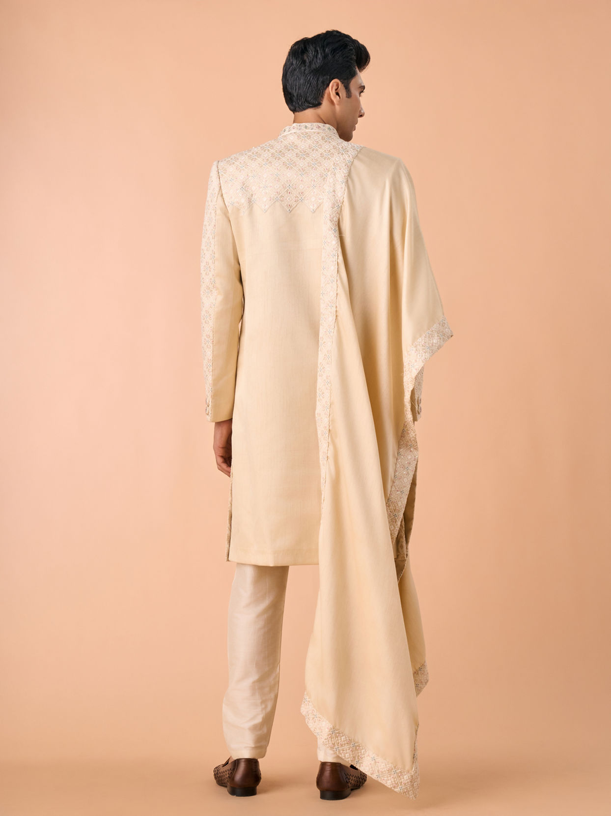 Manyavar Men Regal Beige Sherwani Ensemble