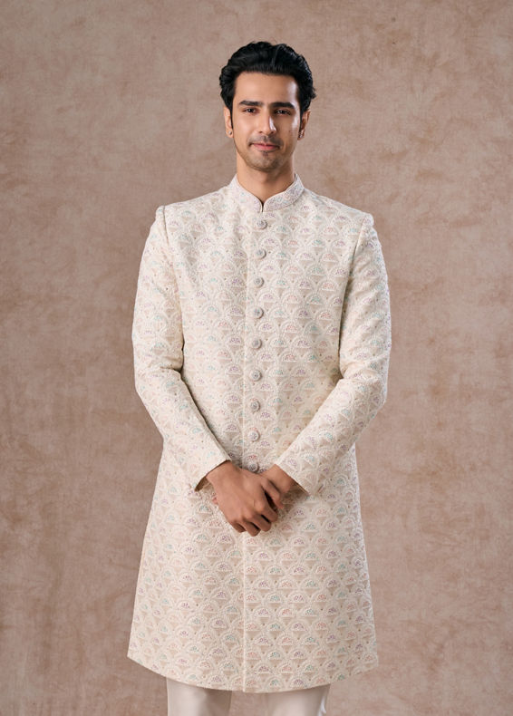 Manyavar Men Warm White Elegance Sherwani
