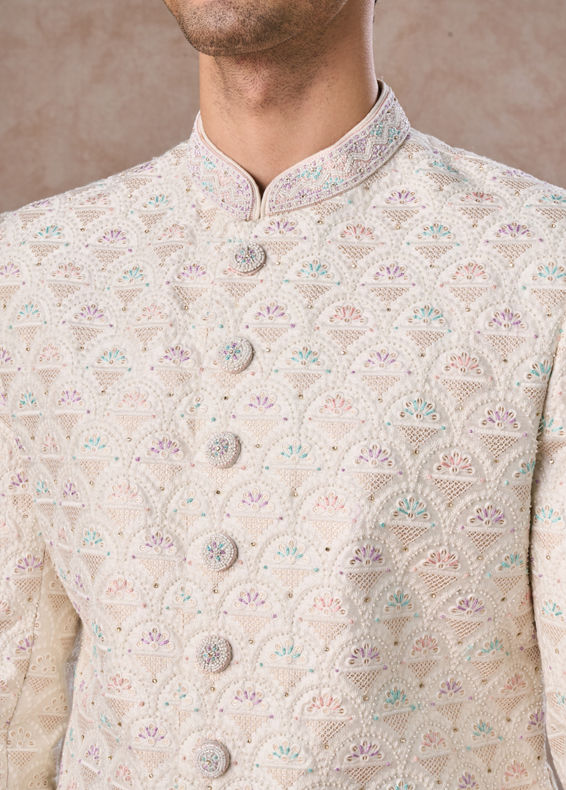Manyavar Men Warm White Elegance Sherwani