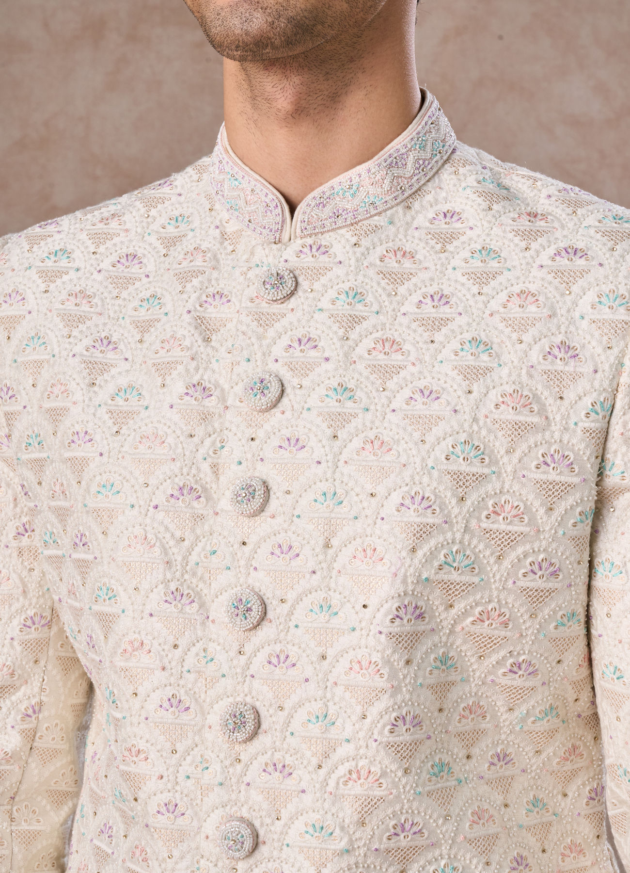 Manyavar Men Warm White Elegance Sherwani