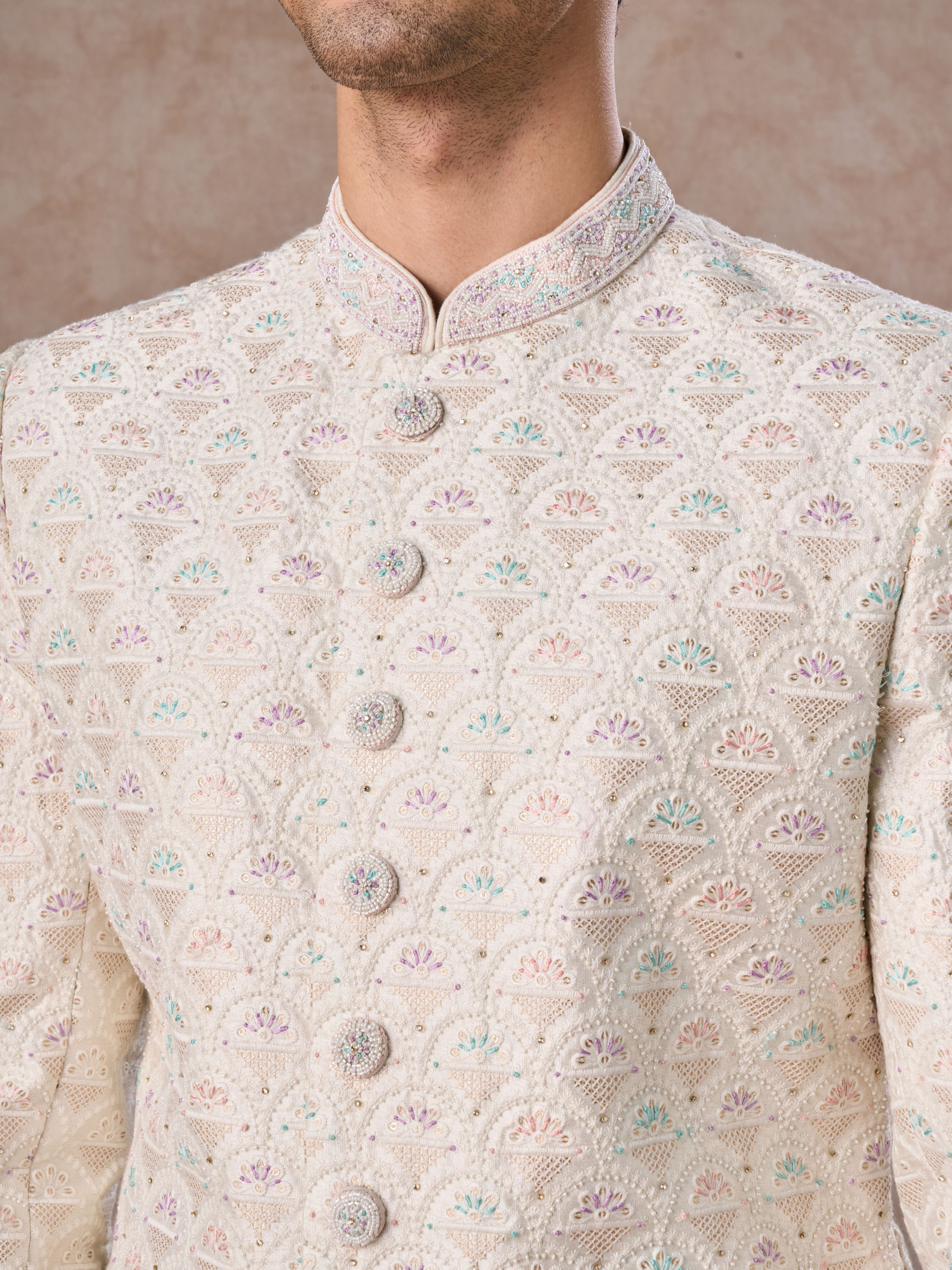 Manyavar Men Warm White Elegance Sherwani
