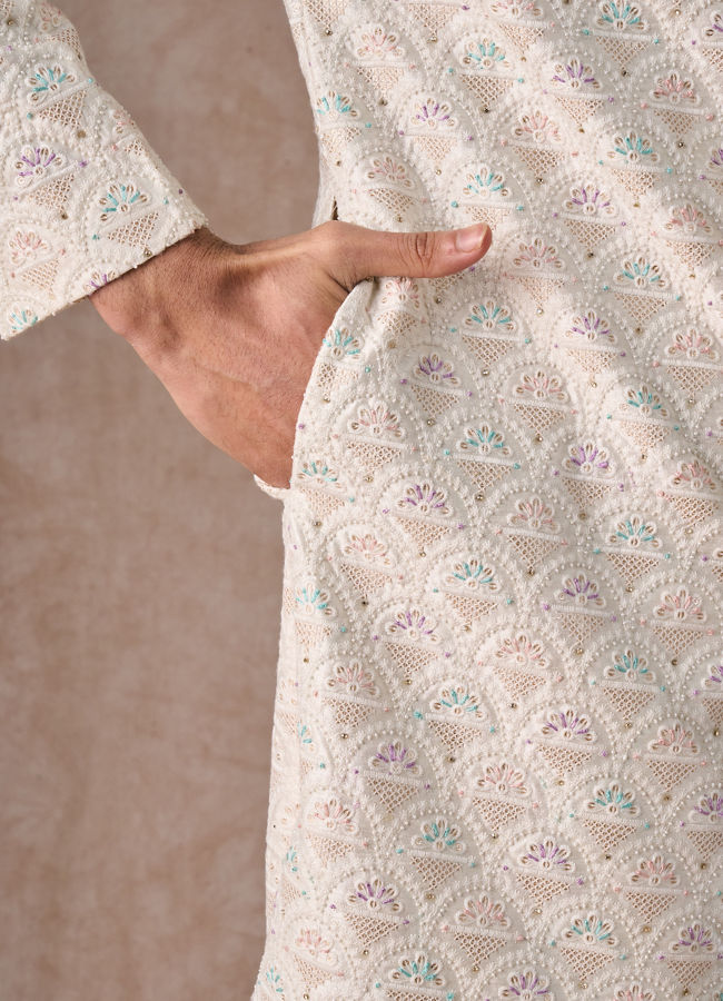 Manyavar Men Warm White Elegance Sherwani