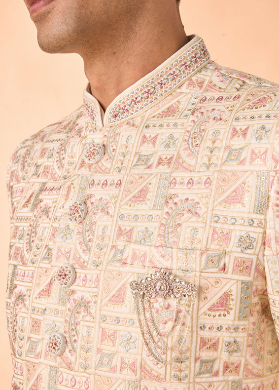 Manyavar Men Resplendent Cream Sherwani
