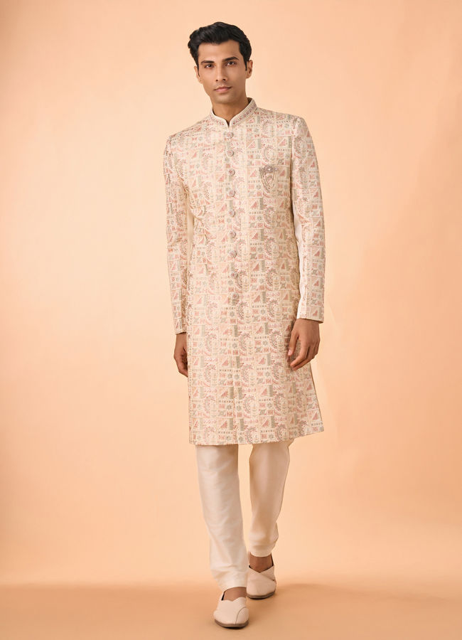 Manyavar Men Resplendent Cream Sherwani