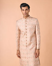 Manyavar Men Peach Brocade Sherwani