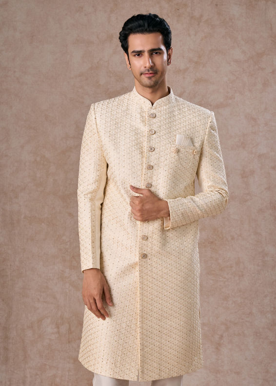Manyavar Men Cream Elegance Sherwani