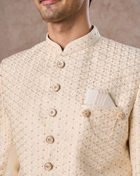 Manyavar Men Cream Elegance Sherwani