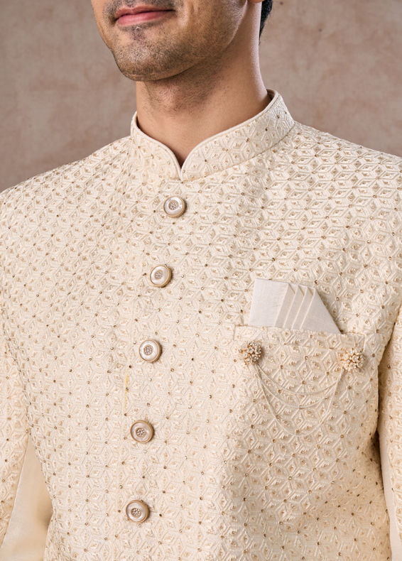 Manyavar Men Cream Elegance Sherwani