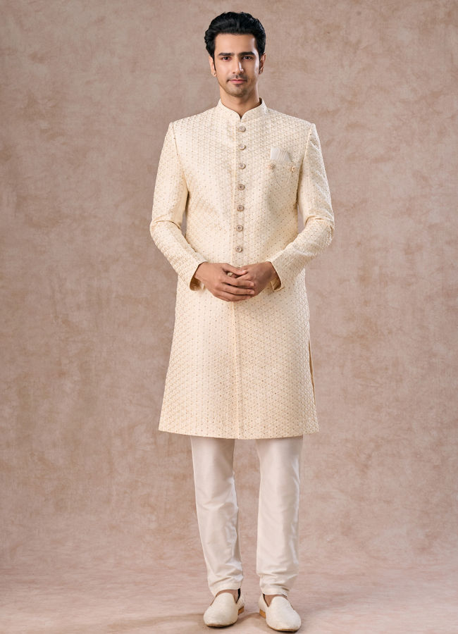 Manyavar Men Cream Elegance Sherwani