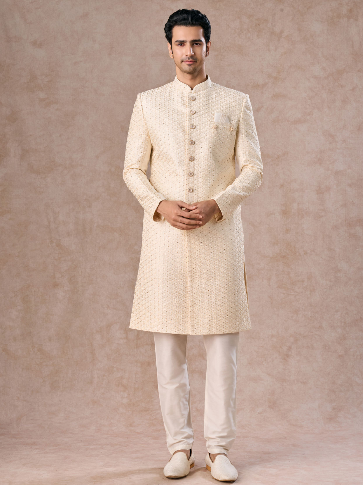 Manyavar Men Cream Elegance Sherwani