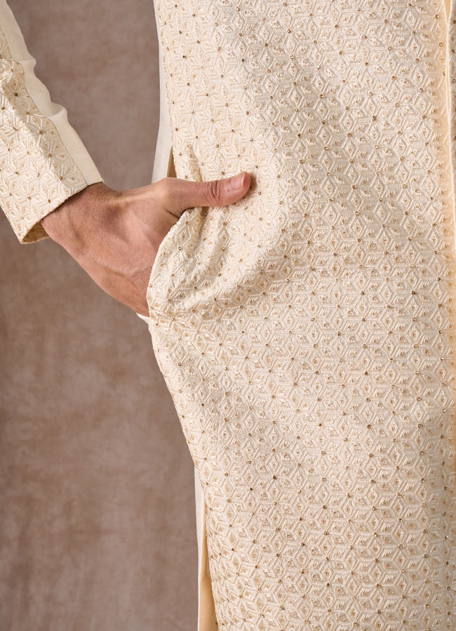 Manyavar Men Cream Elegance Sherwani