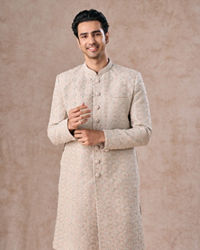 Manyavar Men Light Grey Elegance Sherwani