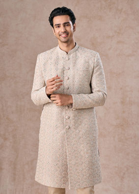 Manyavar Men Light Grey Elegance Sherwani