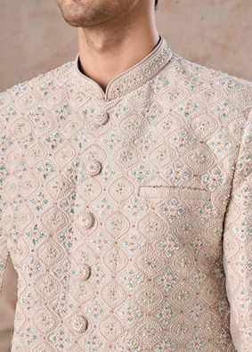 Manyavar Men Light Grey Elegance Sherwani