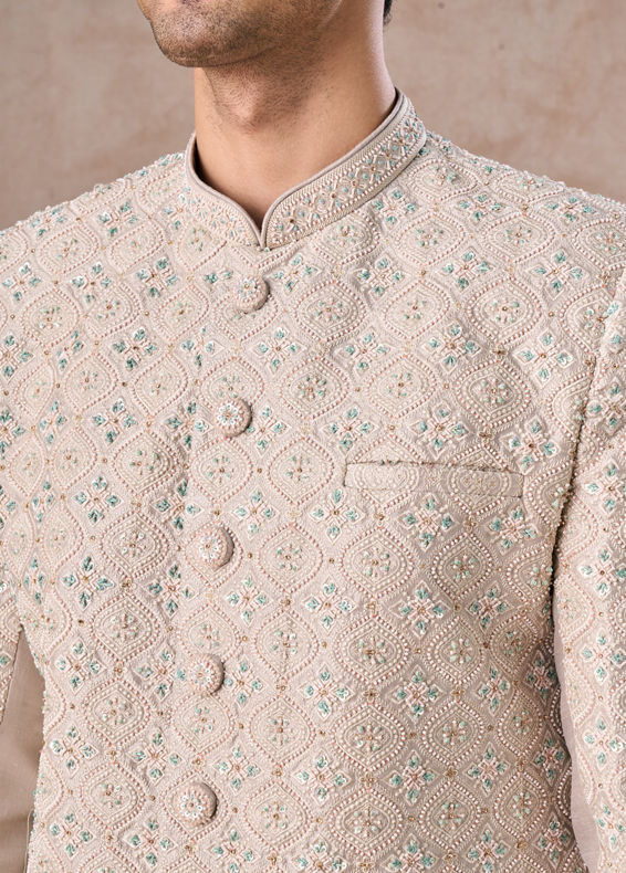 Manyavar Men Light Grey Elegance Sherwani