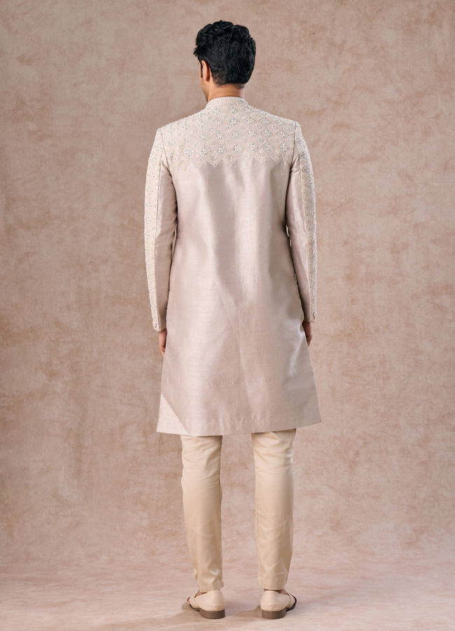 Manyavar Men Light Grey Elegance Sherwani