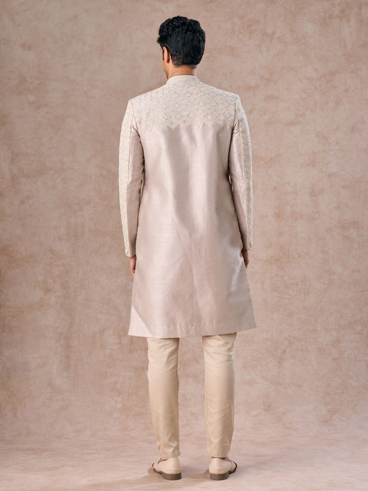 Manyavar Men Light Grey Elegance Sherwani