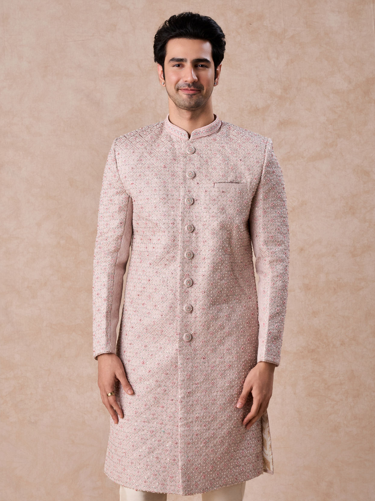 Manyavar Men Dusty Pink Elegance Sherwani