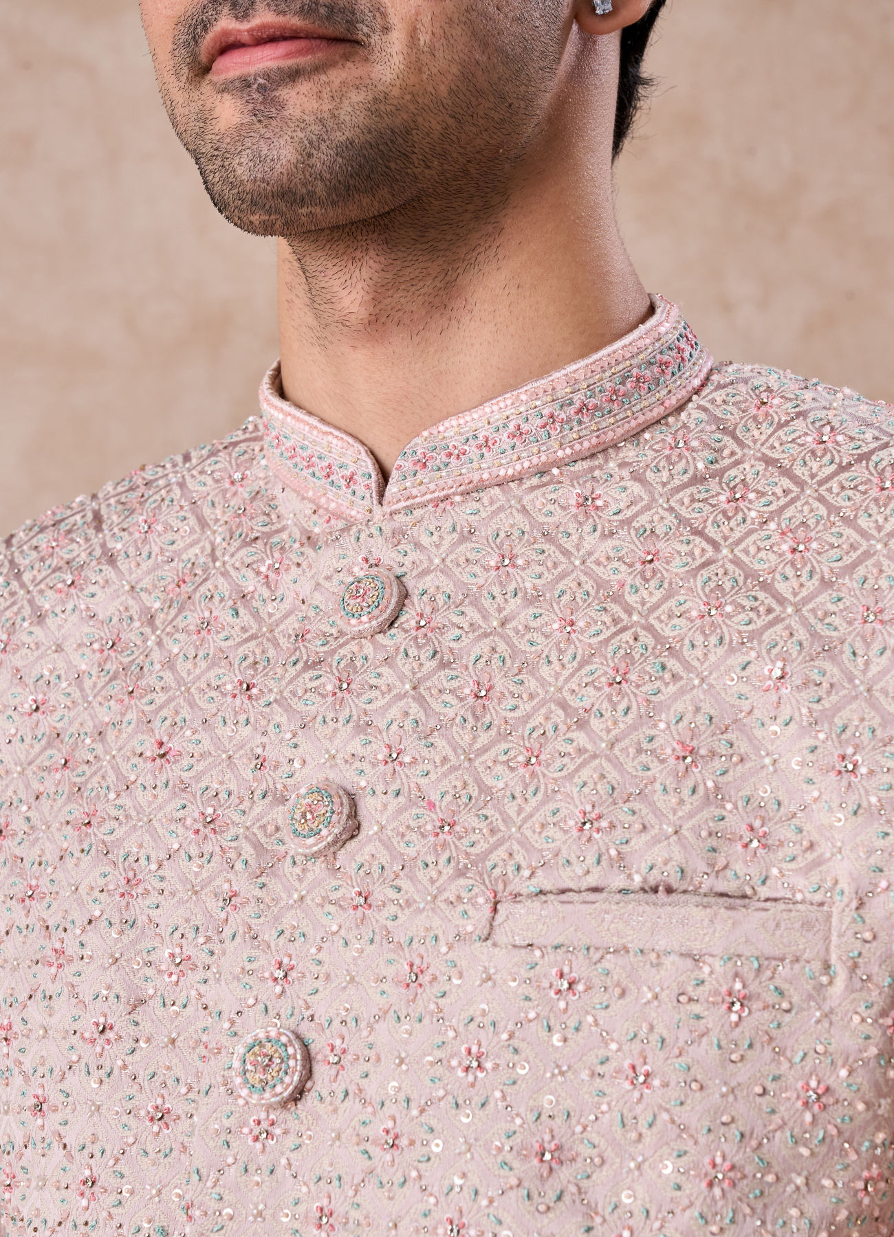 Manyavar Men Dusty Pink Elegance Sherwani