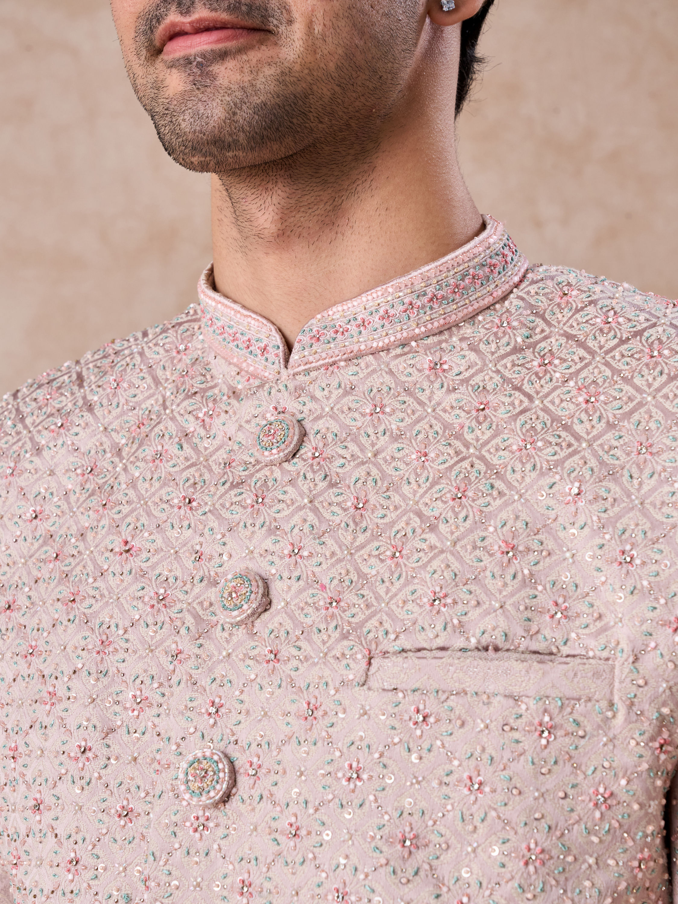 Manyavar Men Dusty Pink Elegance Sherwani