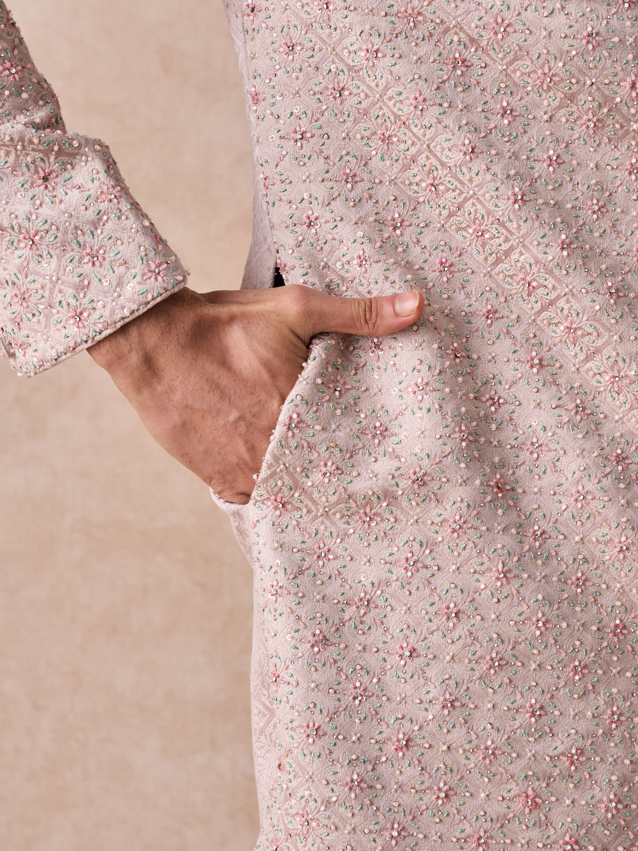 Manyavar Men Dusty Pink Elegance Sherwani