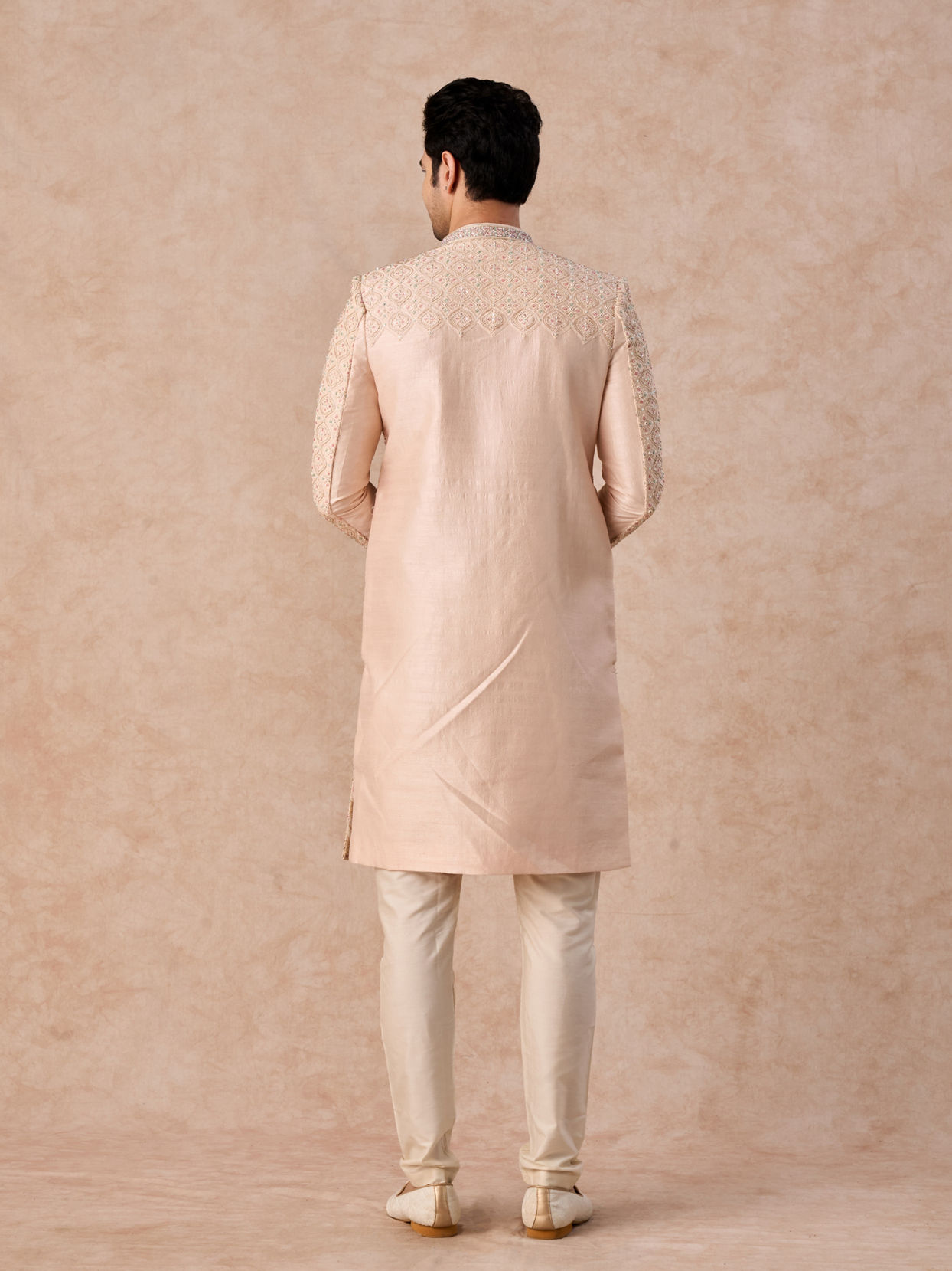 Manyavar Men Peach Elegance Sherwani