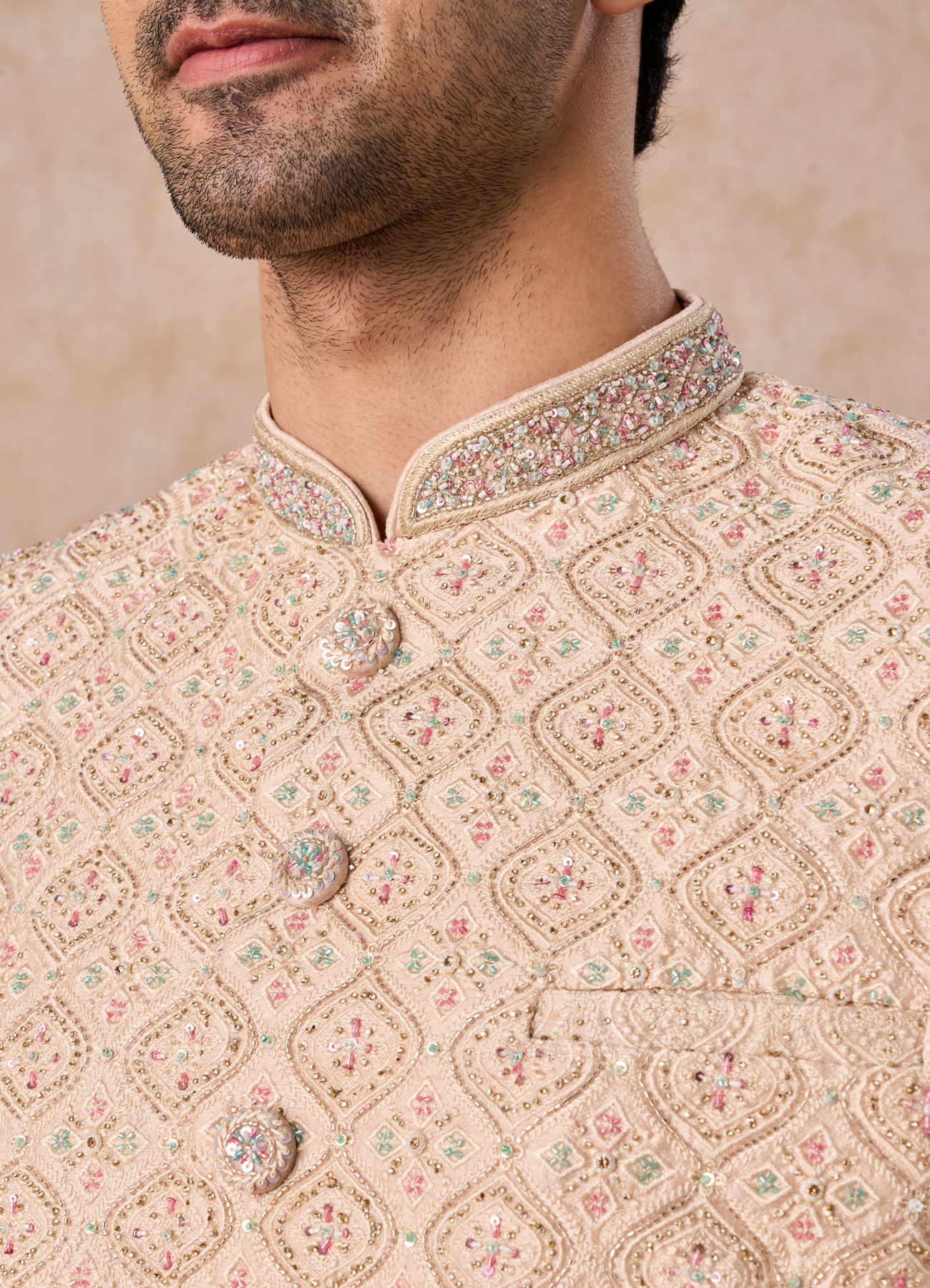 Manyavar Men Peach Elegance Sherwani