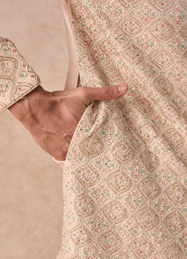 Manyavar Men Peach Elegance Sherwani