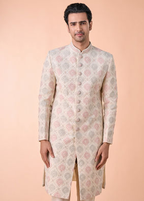 Manyavar Men Elegant Cream Sherwani