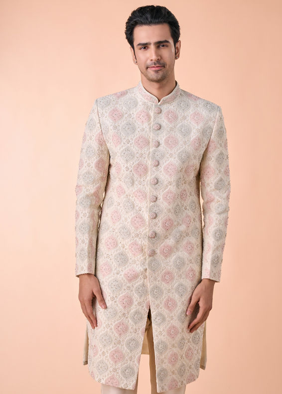 Manyavar Men Elegant Cream Sherwani