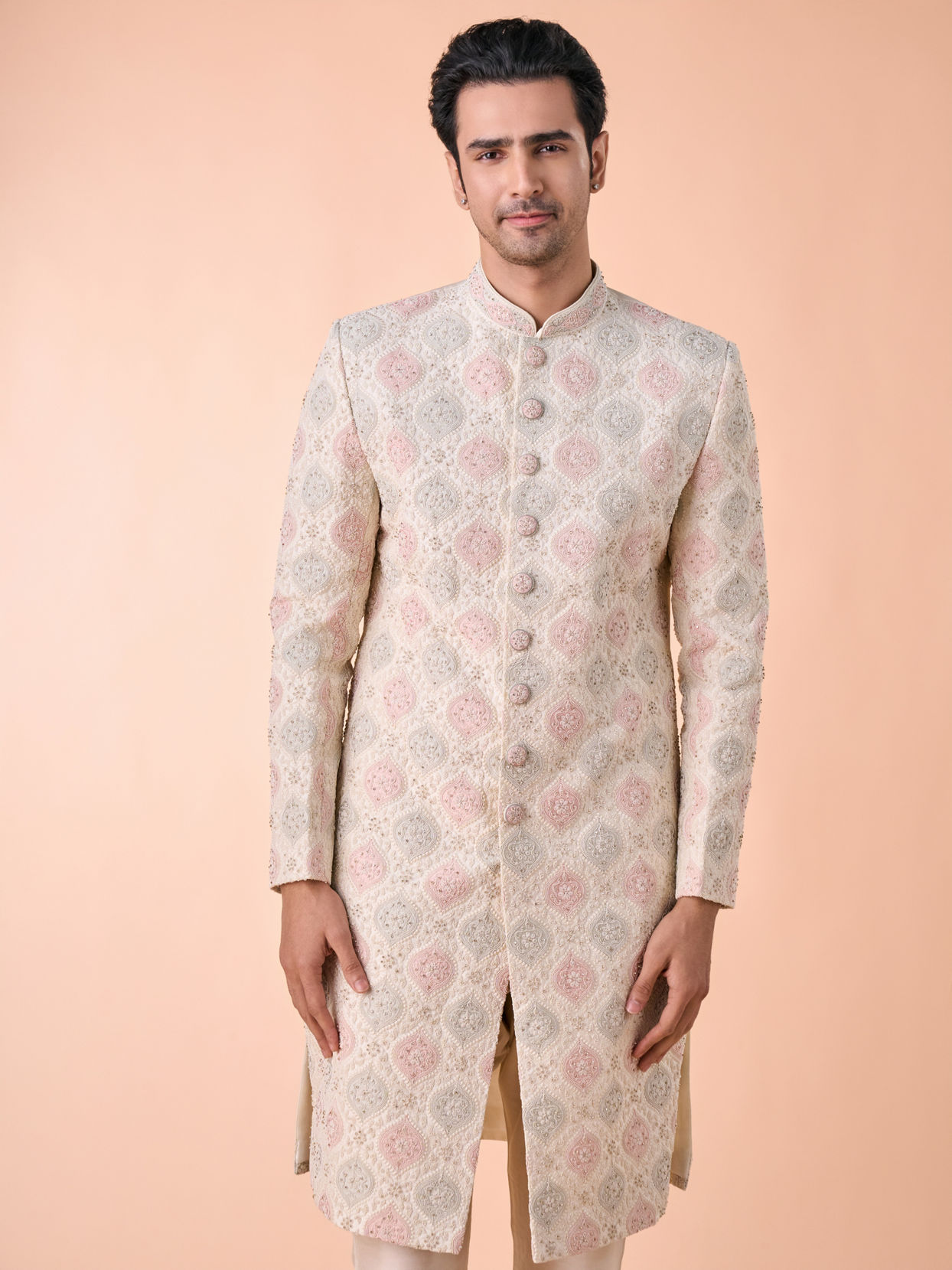 Manyavar Men Elegant Cream Sherwani