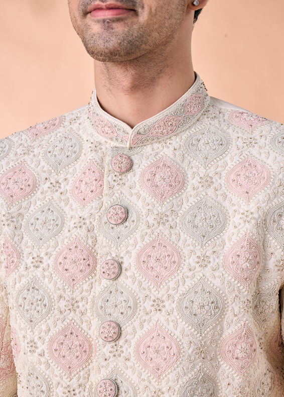Manyavar Men Elegant Cream Sherwani
