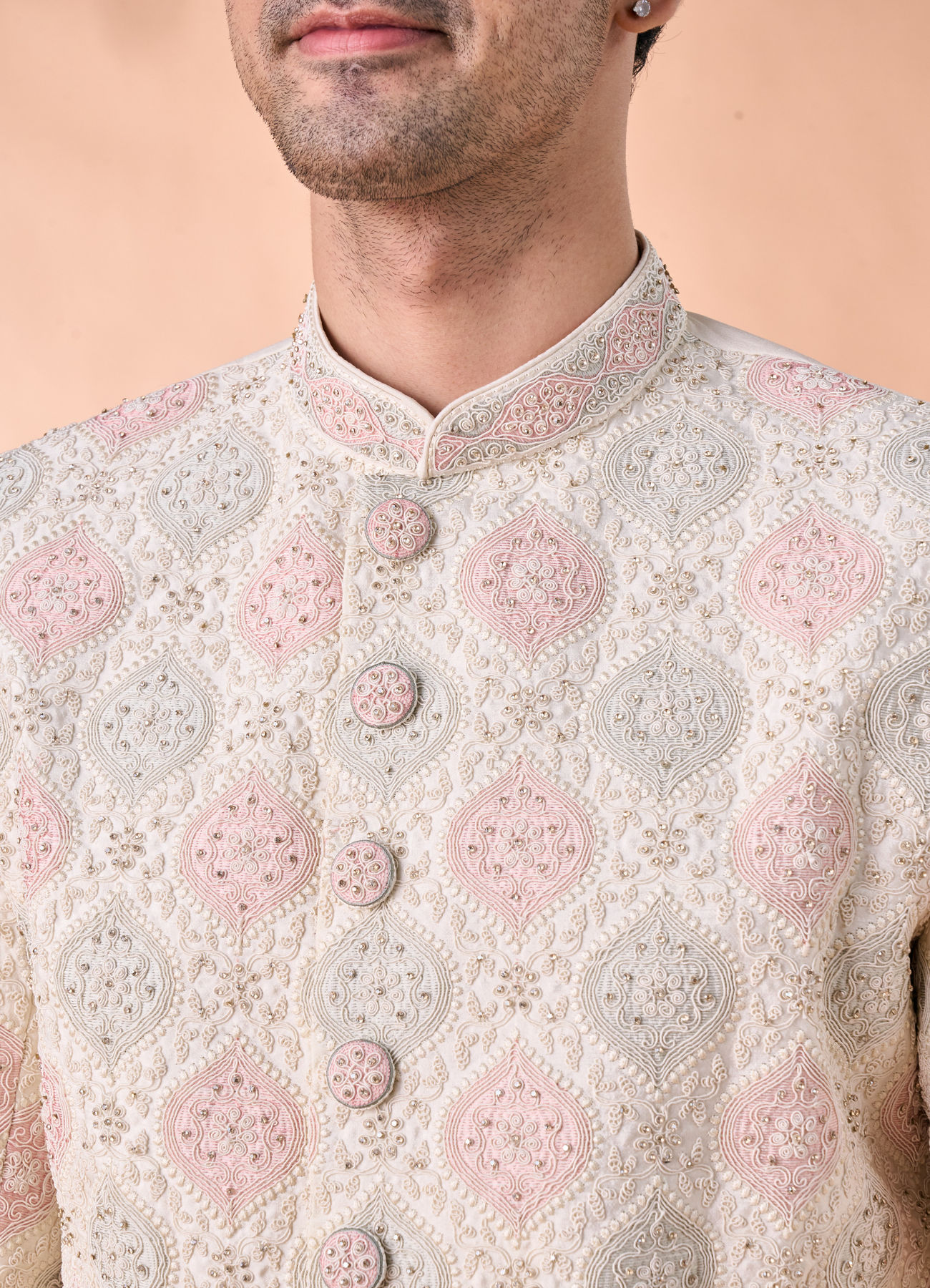 Manyavar Men Elegant Cream Sherwani
