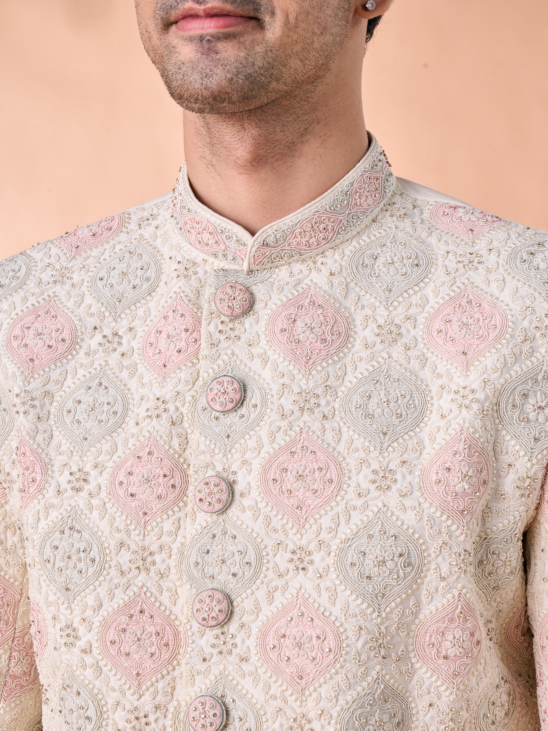 Manyavar Men Elegant Cream Sherwani