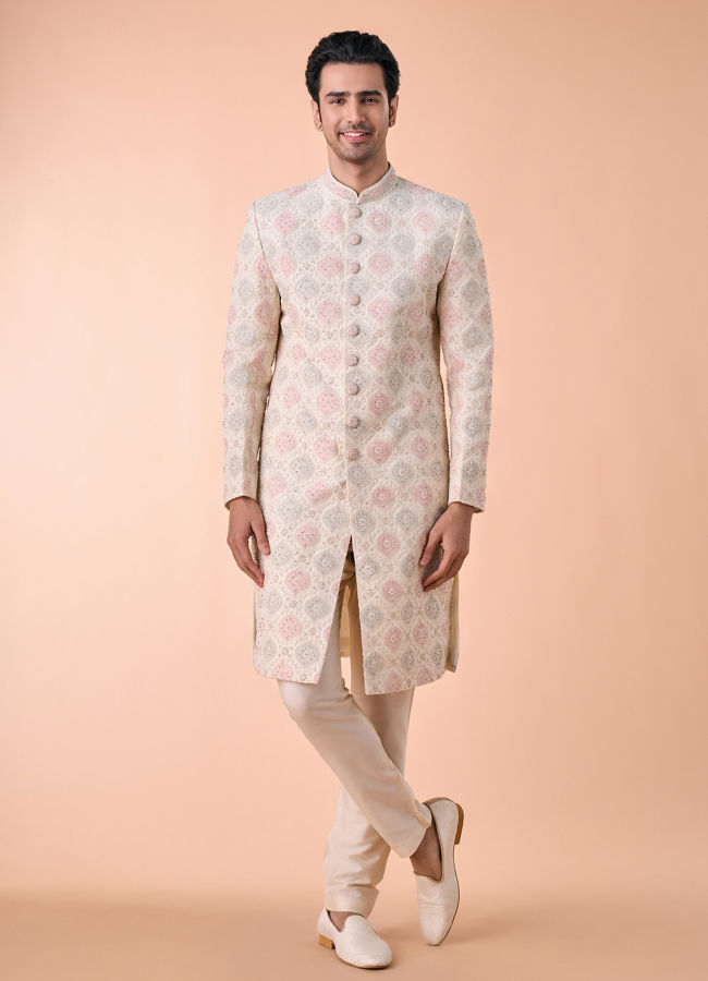 Manyavar Men Elegant Cream Sherwani
