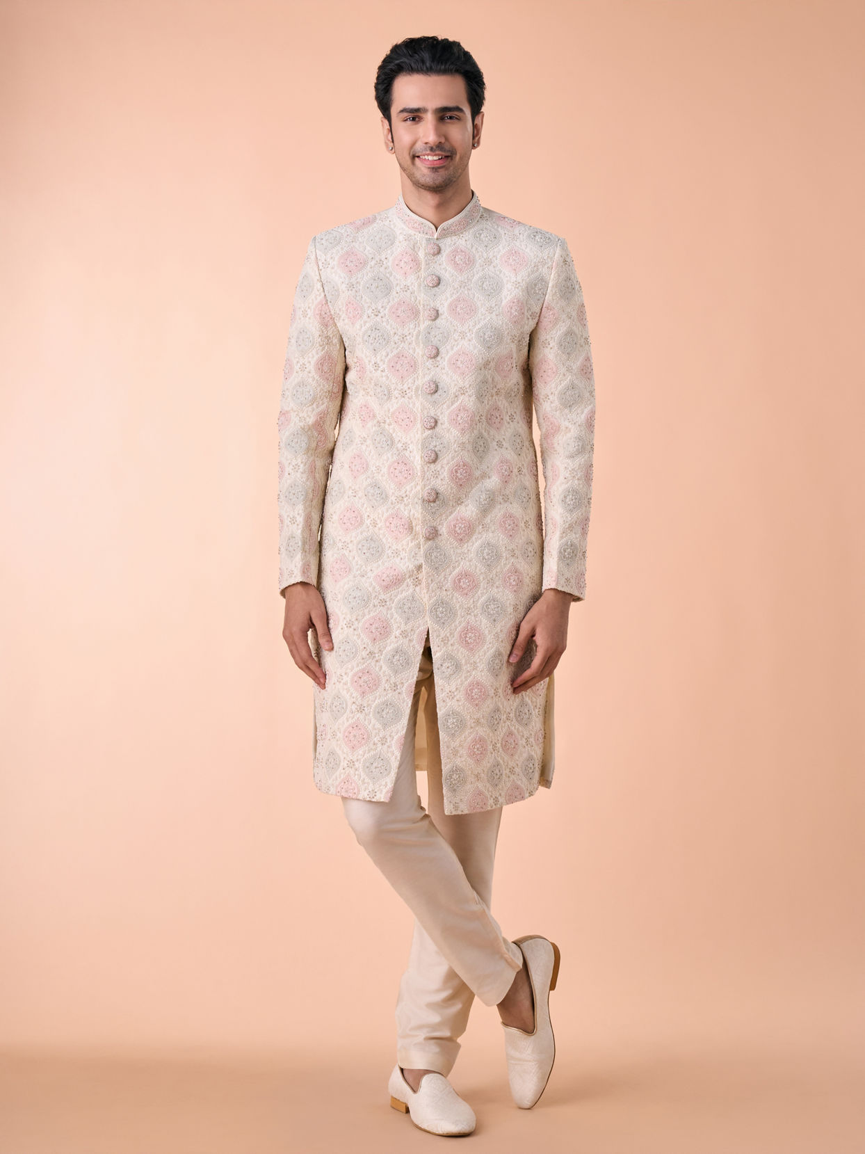 Manyavar Men Elegant Cream Sherwani